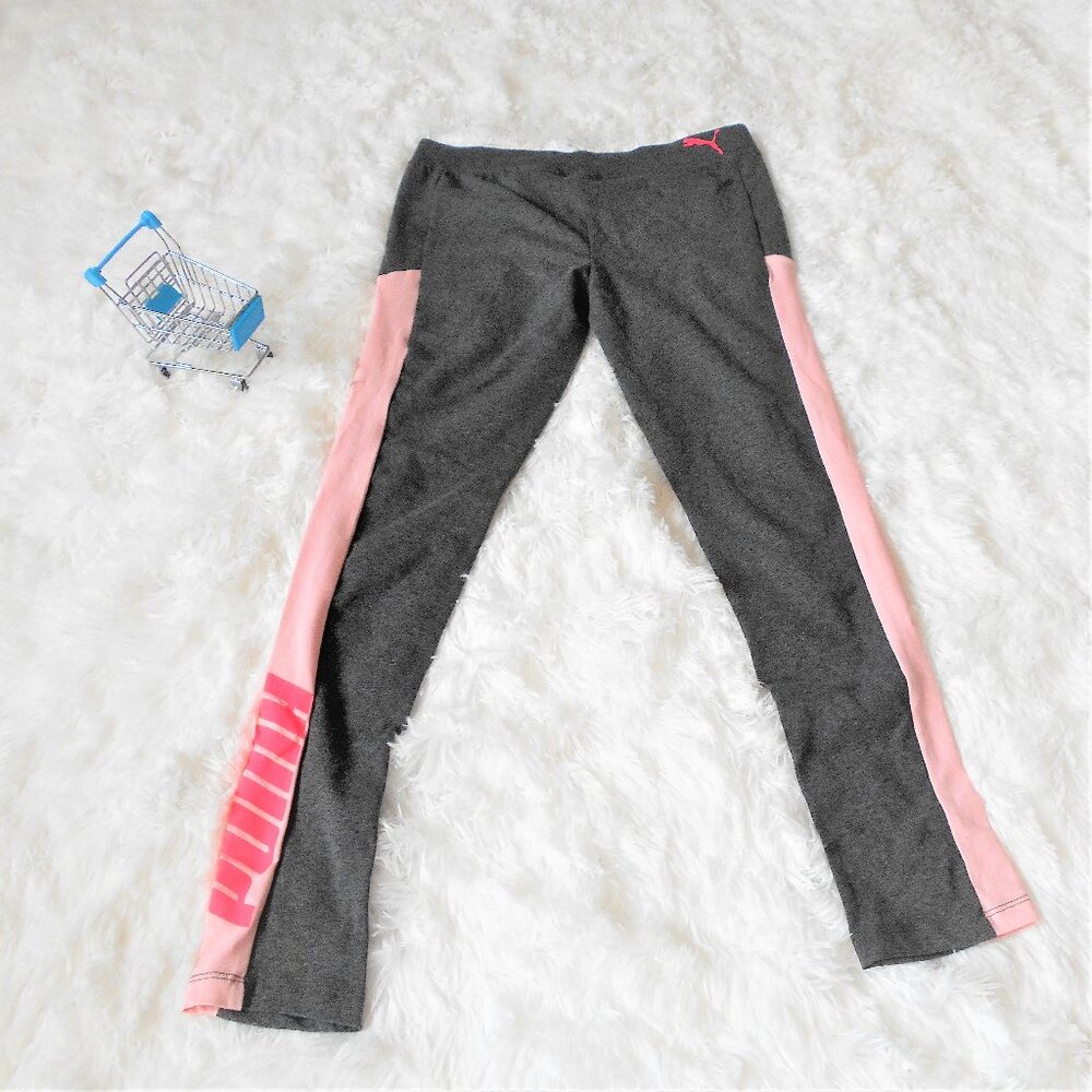 Puma Leggings Girls XL 16 Grey Pink